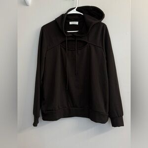 Kaileigh Made In USA Black Hoodie With Chest Cutout Womens Sz M Edgy Chic